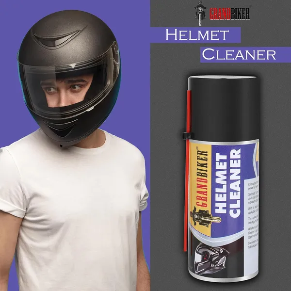 Grandbiker®_Helmet_Cleaner_Spray_150ML_That_Removes_Dirt,_Silver-Based_Antibacterial_Disinfectant_Foam_Spray_For_Helmet_Interior_Pack_of_1_(Black)