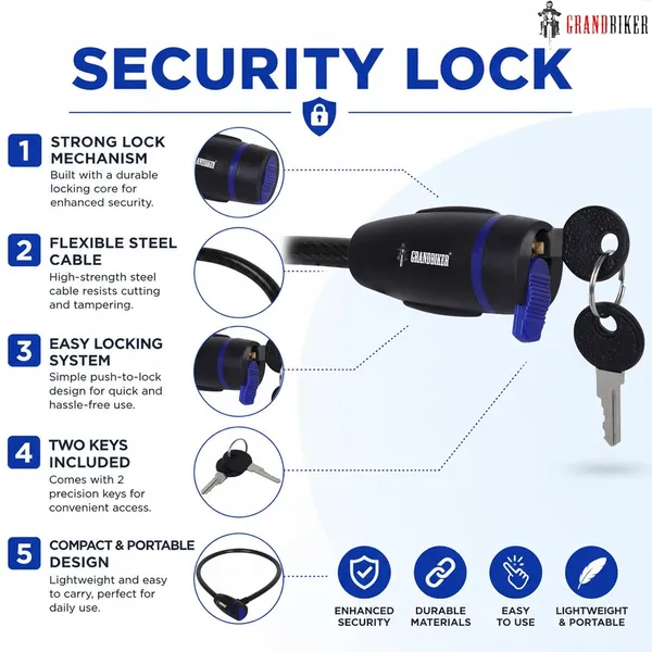 Grandbiker_Braided_Steel_Cable_Lock_with_Keys_–_0.65m_Long,_10mm_Thick_PVC_Coated_Cut-Resistant_Cable_|_Extra_Key_Included_|_Dust_Cover_Key_Slot_|_Anti-Theft_Cable_Lock