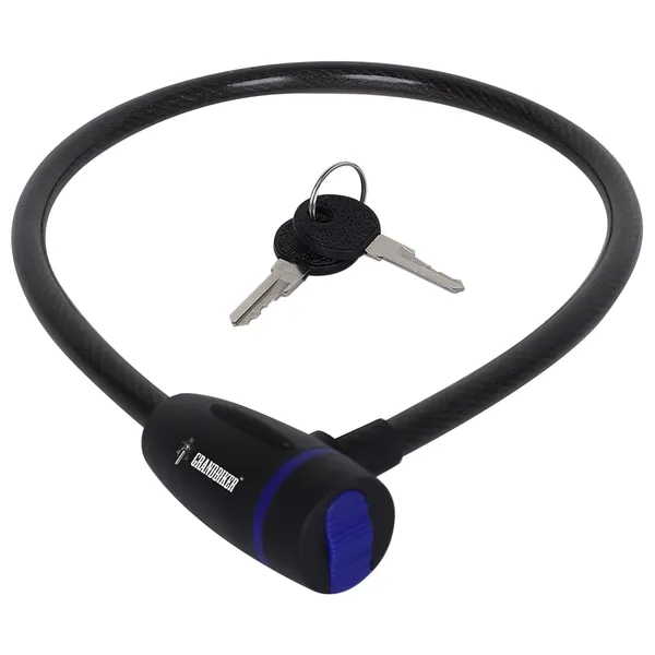Grandbiker_Braided_Steel_Cable_Lock_with_Keys_–_0.65m_Long,_10mm_Thick_PVC_Coated_Cut-Resistant_Cable_|_Extra_Key_Included_|_Dust_Cover_Key_Slot_|_Anti-Theft_Cable_Lock