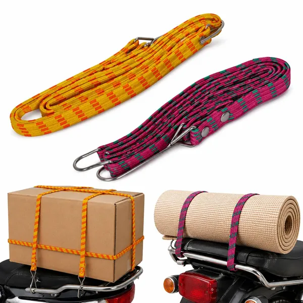Grandbiker_Flat_Bungee_Cord_with_Heavy-Duty_Iron_Hooks_Super_Elastic_Rubber_Strap_with_Scratch-Resistant_Coating_(Multicolour,_22_*_22_*_7.5cm,_2,_Count,_2)