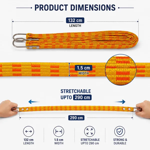 Grandbiker_Flat_Bungee_Cord_with_Heavy-Duty_Iron_Hooks_Super_Elastic_Rubber_Strap_with_Scratch-Resistant_Coating_(Multicolour,_22_*_22_*_7.5cm,_4,_Count,_4)