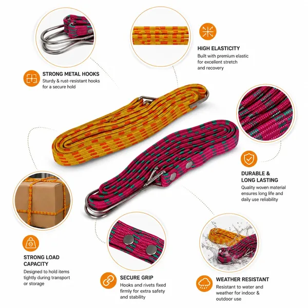 Grandbiker_Flat_Bungee_Cord_with_Heavy-Duty_Iron_Hooks_Super_Elastic_Rubber_Strap_with_Scratch-Resistant_Coating_(Multicolour,_22_*_22_*_7.5cm,_4,_Count,_4)