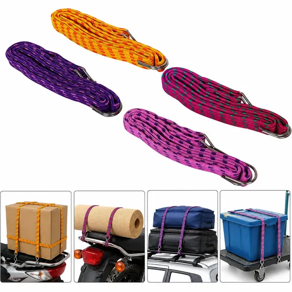 Grandbiker_Flat_Bungee_Cord_with_Heavy-Duty_Iron_Hooks_Super_Elastic_Rubber_Strap_with_Scratch-Resistant_Coating_(Multicolour,_22_*_22_*_7.5cm,_4,_Count,_4)