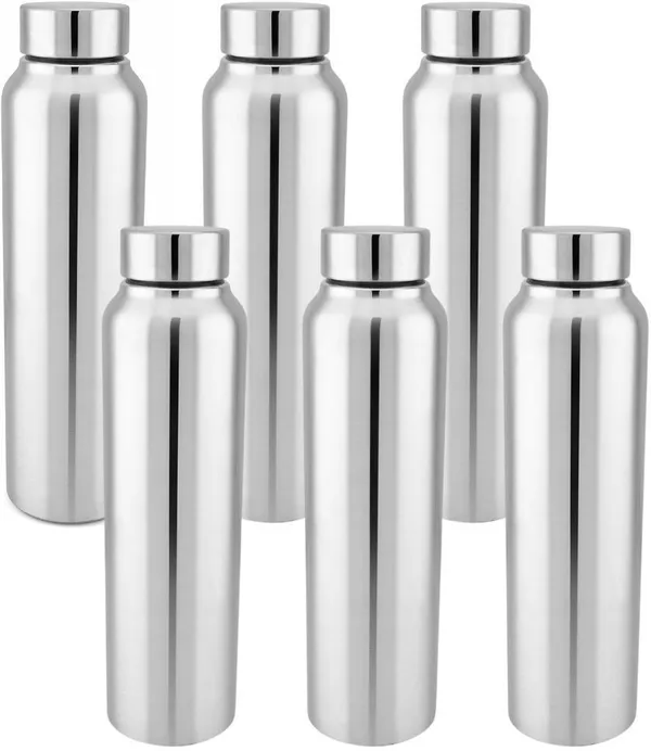 rajware_LEAN_Single_Wall_Leakproof_Water_Bottle–_Durable_&_Reusable_Bottle_for_Daily_Use_1000_ml_Stainless_Steel_Bottle_(Pack_of_6,_Silver)