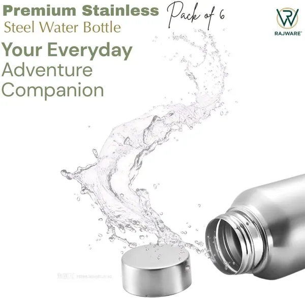rajware_LEAN_Single_Wall_Leakproof_Water_Bottle–_Durable_&_Reusable_Bottle_for_Daily_Use_1000_ml_Stainless_Steel_Bottle_(Pack_of_6,_Silver)