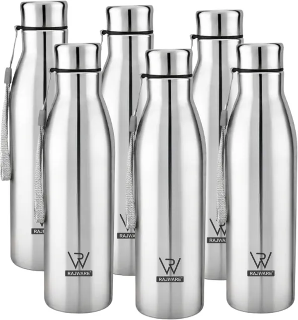rajware_SKY_Single_Wall_Water_Bottle_–_Durable,_Leakproof_Bottles_for_Family_&_Daily_Use_1000_ml_Stainless_Steel_Bottle_(Pack_of_6,_Silver)