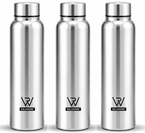 rajware_PORT_Single_Wall_Water_Bottle,_Capacity,_Matte_Finish_–_Silver_Color_1000_ml_Stainless_Steel_Bottle_(Pack_of_3,_Silver)