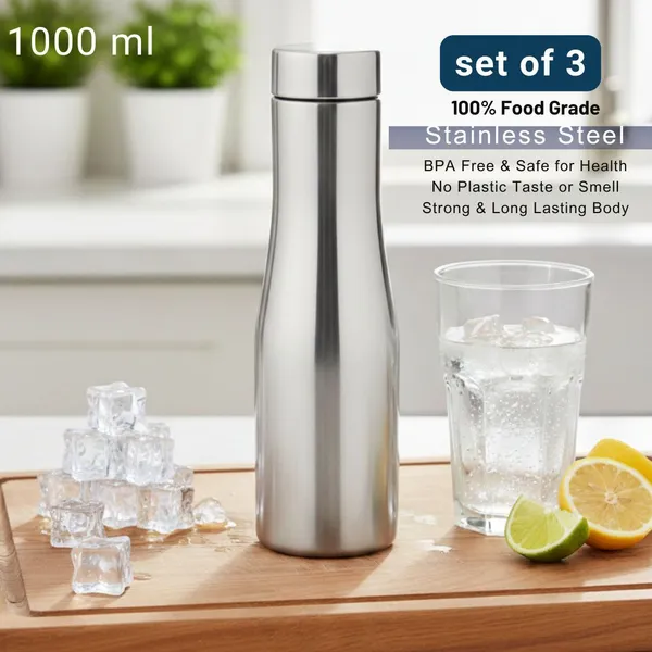 rajware_FLOW_Single_Wall_Water_Bottle,_Capacity,_Matte_Finish_–_Silver_Color_(Pack_of_3)_1000_ml_Stainless_Steel_Bottle_(Pack_of_3,_Silver)