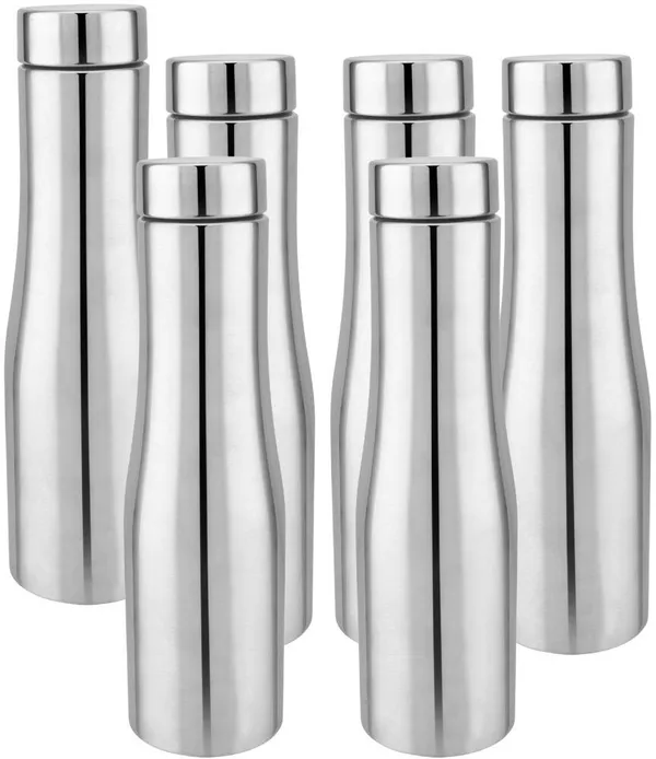 rajware_FLOW_Single_Wall_Water_Bottle,_Capacity,_Matte_Finish_–_Silver_Color_1000_ml_Stainless_Steel_Bottle_(Pack_of_6,_Silver)