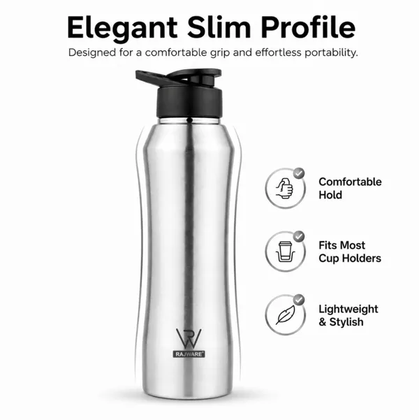 rajware_RUSH_Single_Wall_Water_Bottle,_Matte_Finish_–_Silver_Color_1000_ml_Stainless_Steel_Bottle_(Pack_of_1,_Silver)