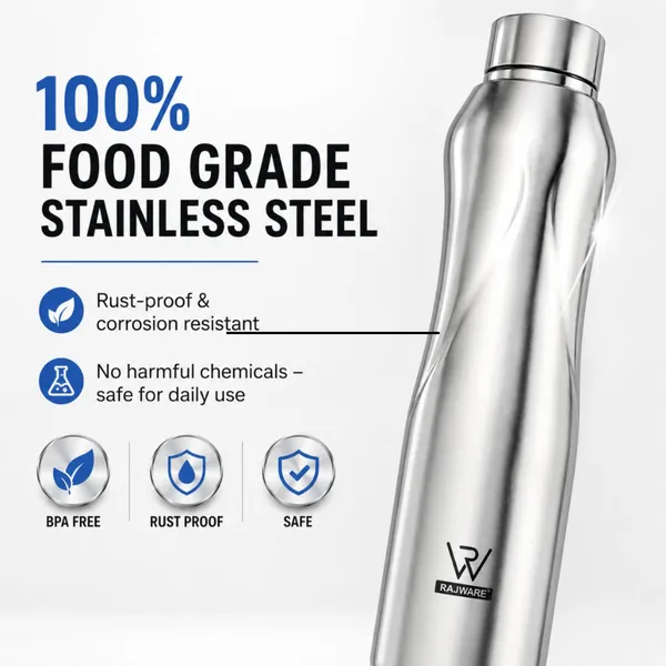 rajware_BLAZE_Single_Wall_Water_Bottle,_Capacity,_Matte_Finish_–_Silver_Color_1000_ml_Stainless_Steel_Bottle_(Pack_of_2,_Silver)