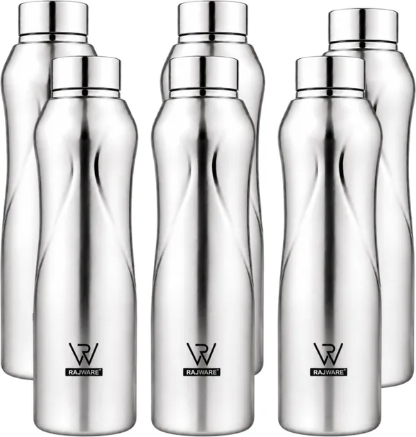 rajware_BLAZE_Single_Wall_Water_Bottle,_Capacity,_Matte_Finish_–_Silver_Color_1000_ml_Stainless_Steel_Bottle_(Pack_of_6,_Silver)