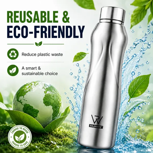 rajware_BLAZE_Single_Wall_Water_Bottle,_Capacity,_Matte_Finish_–_Silver_Color_1000_ml_Stainless_Steel_Bottle_(Pack_of_6,_Silver)