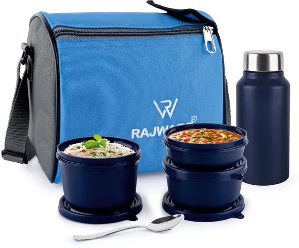 rajware_ECO_LUNCHER_Stainless_Steel_Lunch_Box_Set_with_3_Containers_&_500ml_Bottle-Blue_3_Containers_Stainless_Steel_Office_Lunch_Box_(500_ml,_Microwave_Safe)_-_Set_Of_(4)