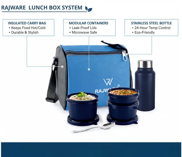rajware_ECO_LUNCHER_Stainless_Steel_Lunch_Box_Set_with_3_Containers_&_500ml_Bottle-Blue_3_Containers_Stainless_Steel_Office_Lunch_Box_(500_ml,_Microwave_Safe)_-_Set_Of_(4)