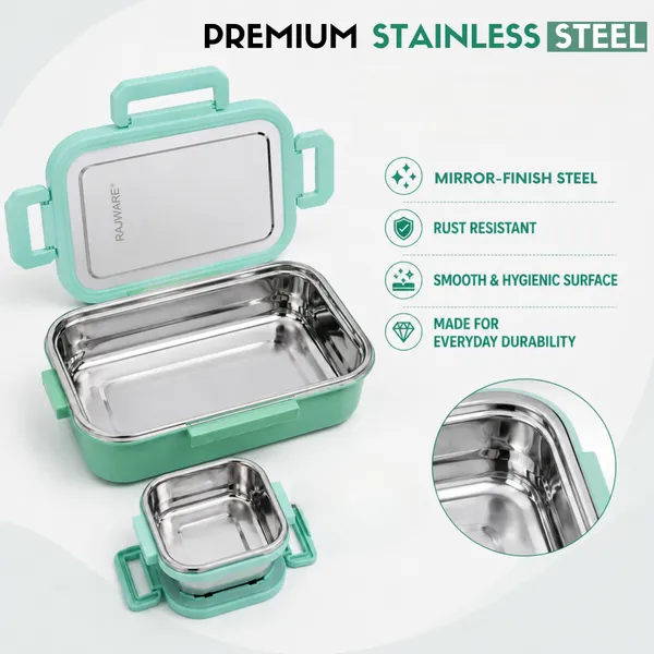rajware_ROCK_MEAL_Lock_&_Lunch_Box_with_Glass_Lid_(800ml_+_200ml)_Green_1_Containers_Stainless_Steel_School_Lunch_Box_(800_ml)