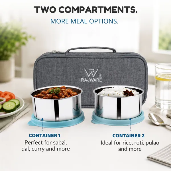 rajware_YUMMY_Leak-Resistant_Lunch_Box_with_2_Containers_(350_ml_Each)_–_GREY_Color_2_Containers_Stainless_Steel_Office_Lunch_Box_(350_ml)