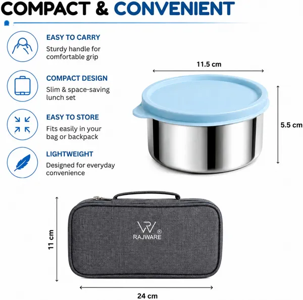 rajware_YUMMY_Leak-Resistant_Lunch_Box_with_2_Containers_(350_ml_Each)_–_GREY_Color_2_Containers_Stainless_Steel_Office_Lunch_Box_(350_ml)