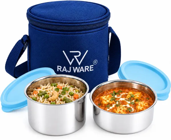 rajware_GALAXY_Leakproof_Containers,_Round_Shape_Lunch_Box_(350ml_&_500ml)_–_Blue_Color_2_Containers_Stainless_Steel_Office_Lunch_Box_(500_ml)_-_Set_Of_(4)