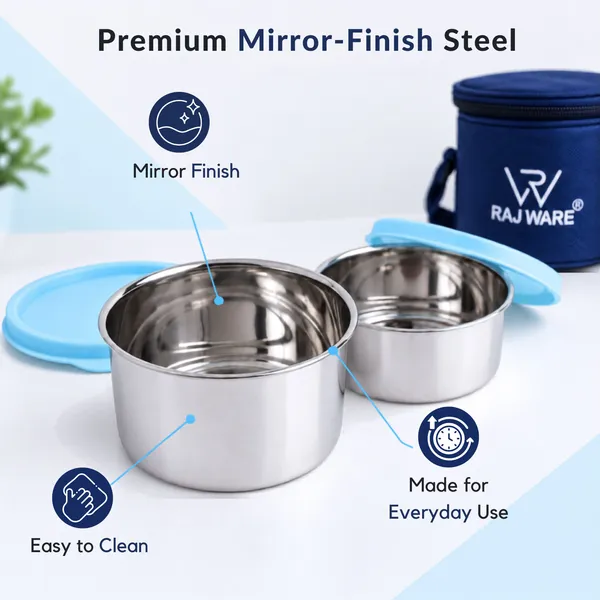 rajware_GALAXY_Leakproof_Containers,_Round_Shape_Lunch_Box_(350ml_&_500ml)_–_Blue_Color_2_Containers_Stainless_Steel_Office_Lunch_Box_(500_ml)_-_Set_Of_(4)