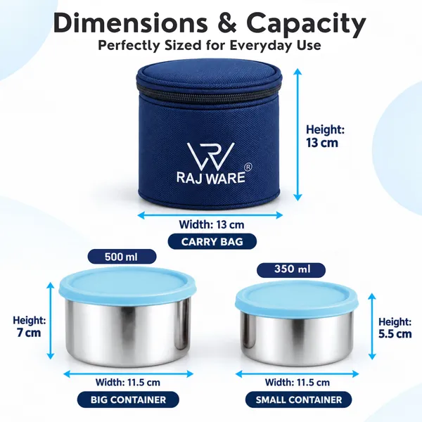 rajware_GALAXY_Leakproof_Containers,_Round_Shape_Lunch_Box_(350ml_&_500ml)_–_Blue_Color_2_Containers_Stainless_Steel_Office_Lunch_Box_(500_ml)_-_Set_Of_(4)