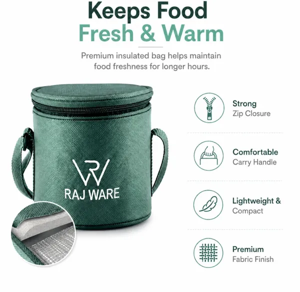 rajware_GALAXY_Leakproof_Containers_(225ml_/350ml_/350ml_/500ml)_Round_Shape_–_Green_4_Containers_Stainless_Steel_Office_Lunch_Box_(500_ml,_Microwave_Safe)_-_Set_Of_(4)
