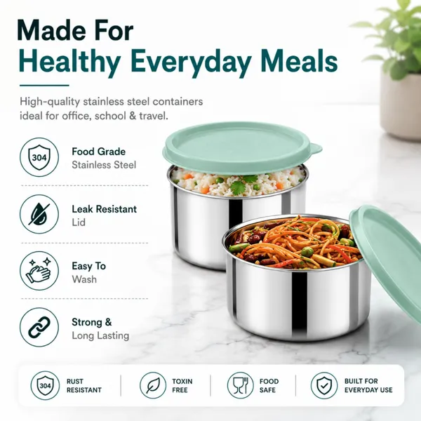 rajware_GALAXY_Leakproof_Containers_(225ml_/350ml_/350ml_/500ml)_Round_Shape_–_Black_4_Containers_Stainless_Steel_Office_Lunch_Box_(500_ml,_Microwave_Safe)_-_Set_Of_(4)