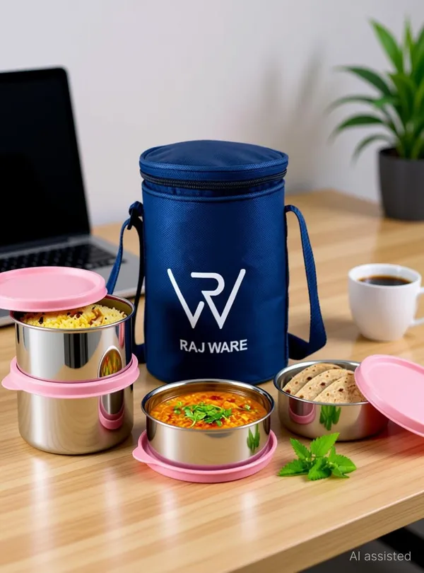 rajware_GALAXY_Leakproof_Containers_(225ml_/350ml_/350ml_/500ml)_Round_Shape_–_Blue_4_Containers_Stainless_Steel_Office_Lunch_Box_(500_ml)_-_Set_Of_(4)