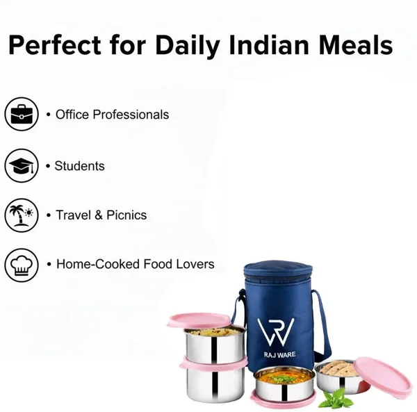 rajware_GALAXY_Leakproof_Containers_(225ml_/350ml_/350ml_/500ml)_Round_Shape_–_Blue_4_Containers_Stainless_Steel_Office_Lunch_Box_(500_ml)_-_Set_Of_(4)