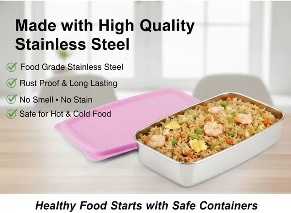 rajware_STEEL_PRO_Leakproof_Lunch_Box_–_Rectangular_Shape_–_Pink_Color_1_Containers_Stainless_Steel_Office_Lunch_Box_(500_ml)