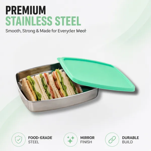 rajware_STEEL_PRO_Leakproof_Lunch_Box_–_Rectangular_Shape_–_Green_Color_1_Containers_Stainless_Steel_Office_Lunch_Box_(500_ml)
