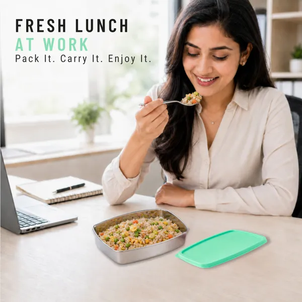 rajware_STEEL_PRO_Leakproof_Lunch_Box_–_Rectangular_Shape_–_Green_Color_1_Containers_Stainless_Steel_Office_Lunch_Box_(500_ml)