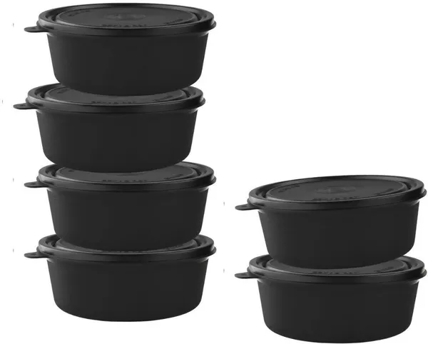 rajware_Microwave_Safe_Tiffin_Bowl,_250_ml_Each_–_BLACK_Color_6_Containers_Polypropylene,_Stainless_Steel_Office_Lunch_Box_(250_ml,_Microwave_Safe)