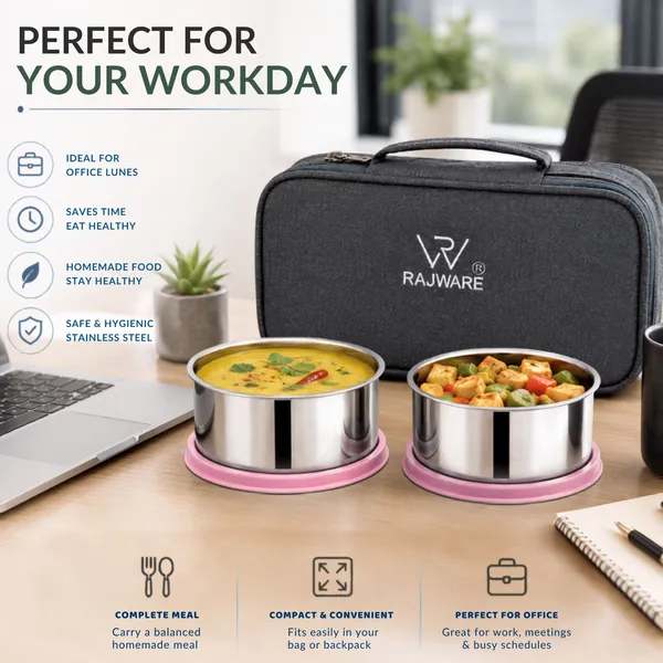 rajware_YUMMY_Leak-Resistant_Lunch_Box_with_2_Containers_(350_ml_Each)_–_Blue_2_Containers_Stainless_Steel_Office_Lunch_Box_(700_ml)