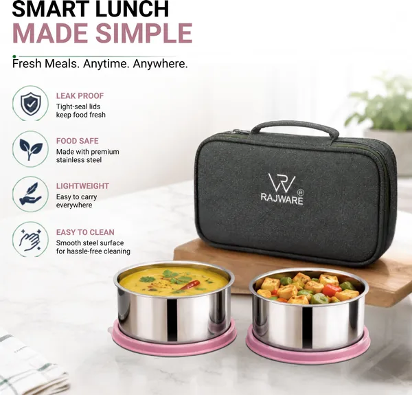 rajware_YUMMY_Leak-Resistant_Lunch_Box_with_2_Containers_(350_ml_Each)_–_Blue_2_Containers_Stainless_Steel_Office_Lunch_Box_(700_ml)