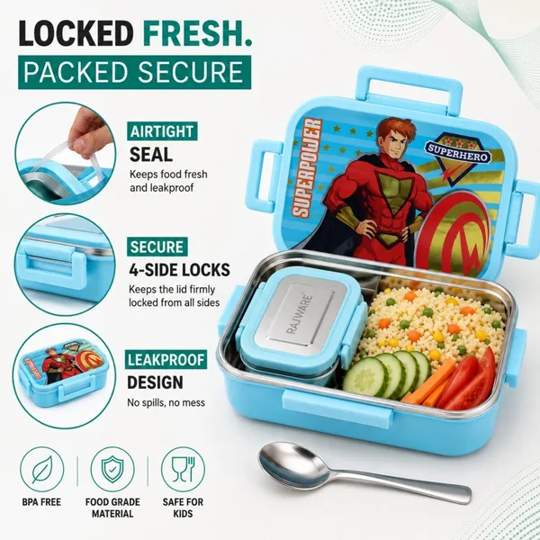 rajware_Rock_PRO_Kids_Superhero_Lunch_Box_with_Printed_Lid_|_Leak_Proof_With_Spoon_2_Containers_Stainless_Steel_School_Lunch_Box_(1000_ml,_Microwave_Safe)