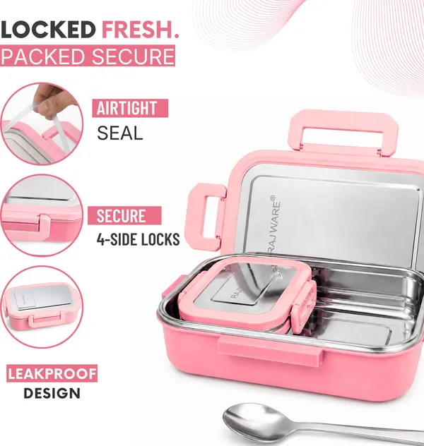 rajware_ROCK_MEAL_Airtight_Thermoware_Tiffin_Meal_Box_for_Kids_Adults_800ml_+_200ml_2_Containers_Stainless_Steel_Office_Lunch_Box_(1000_ml)_-_Set_Of_(3)