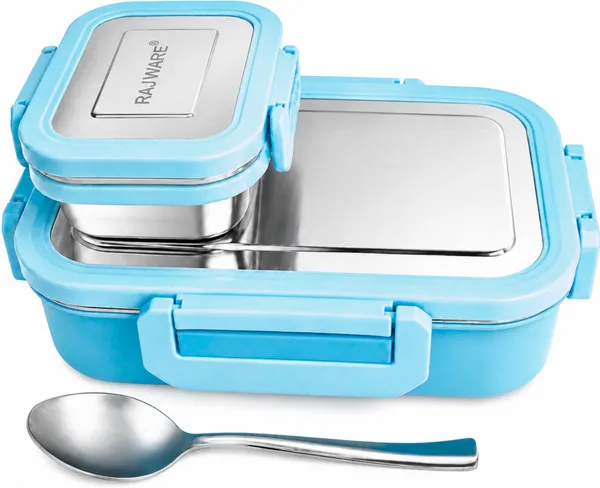 rajware_ROCK_MEAL_Airtight_Thermoware_Tiffin_Meal_Box_for_Kids_Adults_800ml_+_200ml_2_Containers_Stainless_Steel_Office_Lunch_Box_(1000_ml)_-_Set_Of_(2)