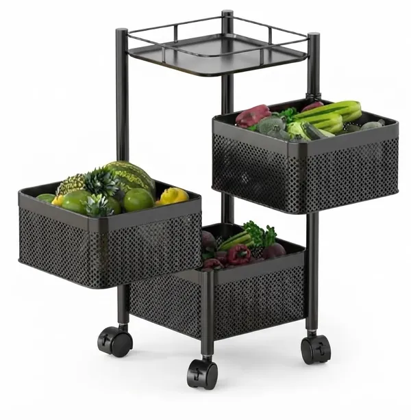 Metal_3-Layer_Square_Mesh_Rotatable_Kitchen_Storage_Trolley_Matt_Black