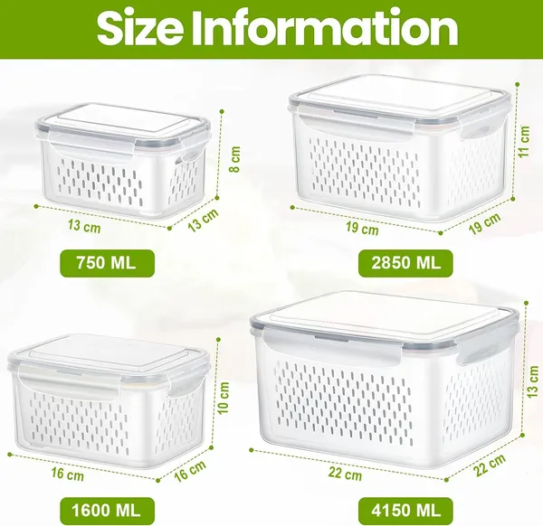 Bpa-Free_Plastic_Fridge_Storage_Container_With_Drain_Basket_Set_Of_4
