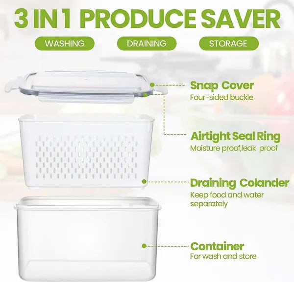 Bpa-Free_Plastic_Fridge_Storage_Container_With_Drain_Basket_Set_Of_4
