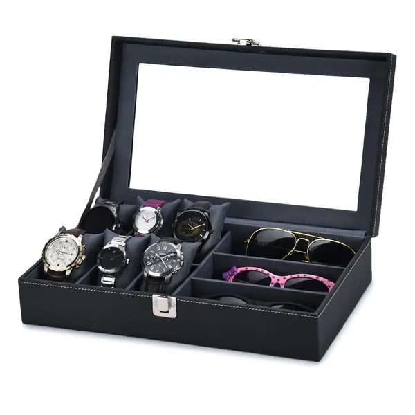 Faux_Leather_9-Compartment_Watch_And_Sunglasses_Organiser_Box