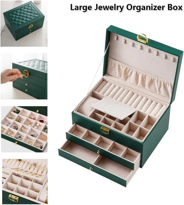 Faux_Leather_Velvet-Lined_3-Layer_Jewellery_Box_Green