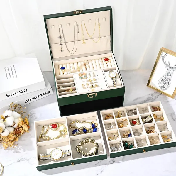 Faux_Leather_Velvet-Lined_3-Layer_Jewellery_Box_Green