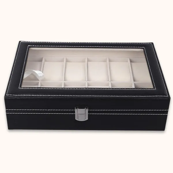 Faux_Leather_Wood_Watch_Organiser_Box_With_Glass_Lid