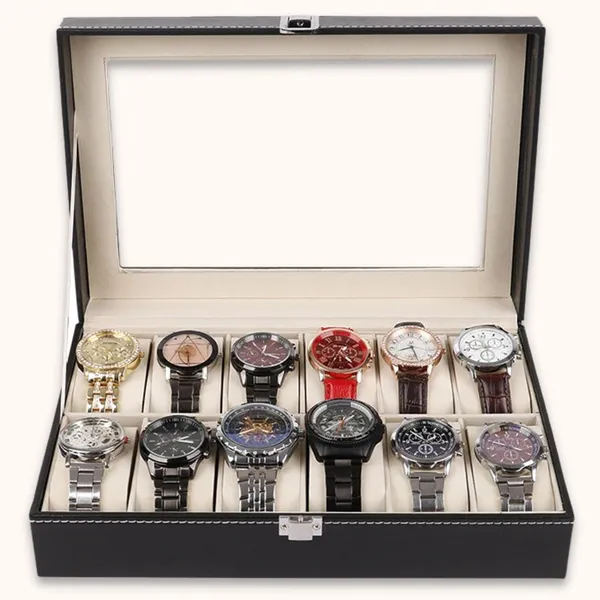 Faux_Leather_Wood_Watch_Organiser_Box_With_Glass_Lid