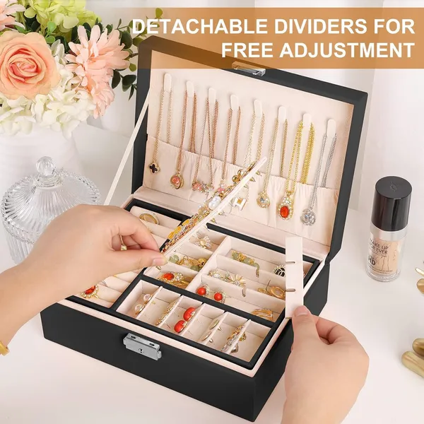 Faux_Leather_2-Layer_Multi-Compartment_Jewellery_Organiser_Box_Black