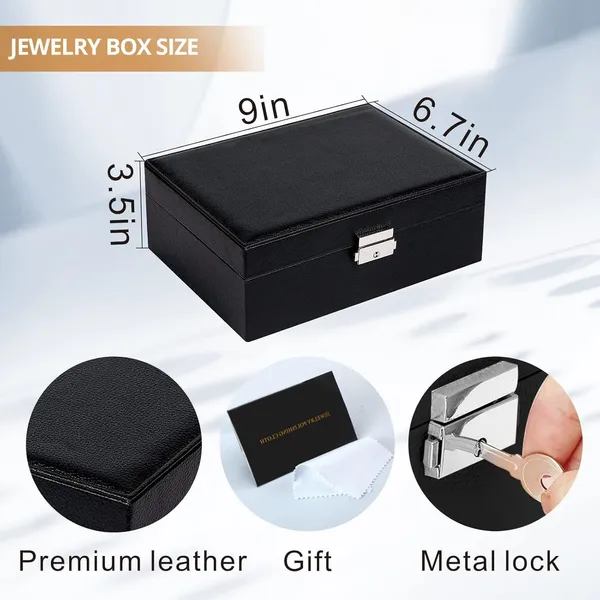 Faux_Leather_2-Layer_Multi-Compartment_Jewellery_Organiser_Box_Black