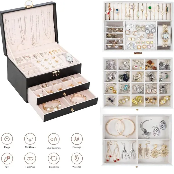 Pu_Leather_3-Layer_Jewellery_Box_With_Lock_And_Mirror