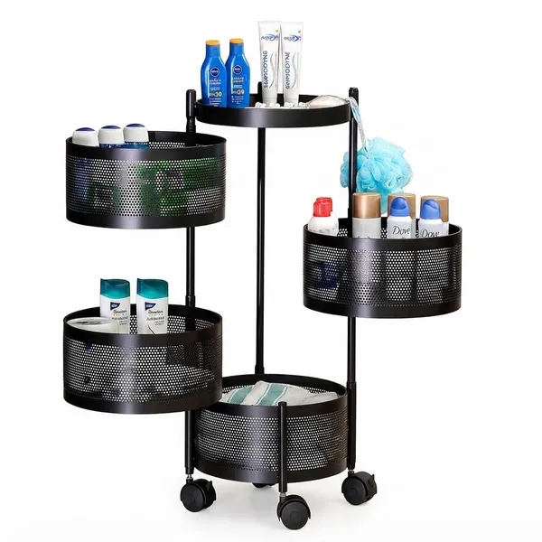 Carbon_Steel_4-Layer_Round_Mesh_Rolling_Kitchen_Storage_Trolley